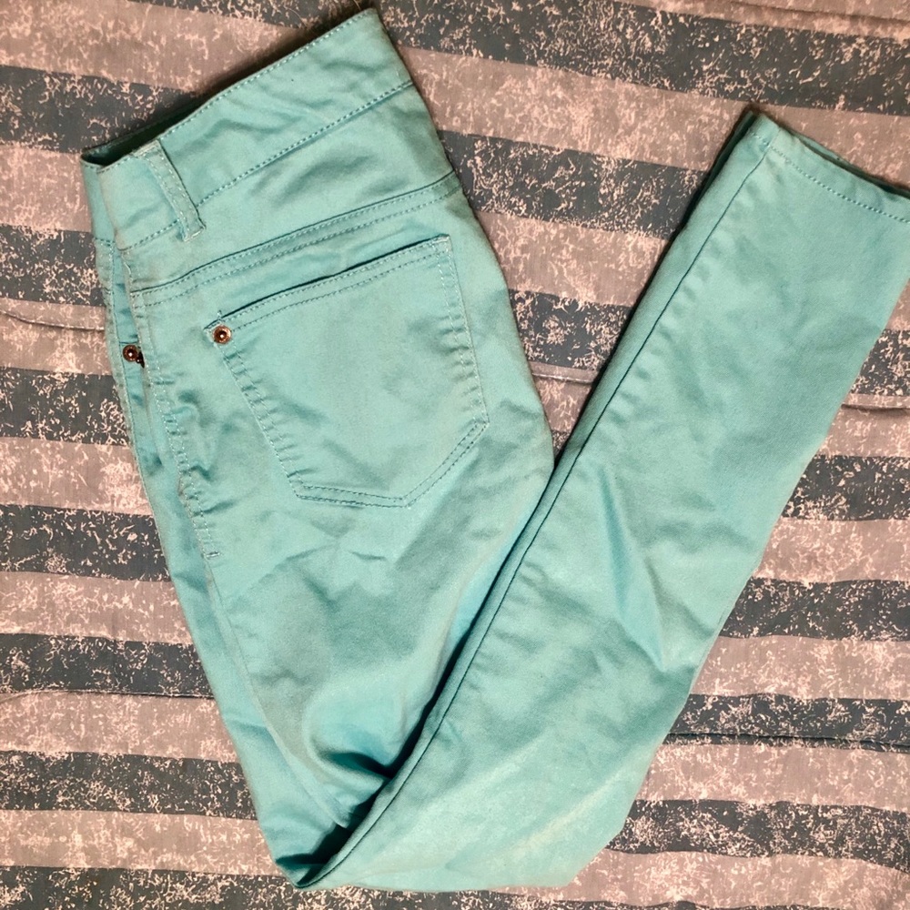 Forever 21 Teal Skinny Jeans